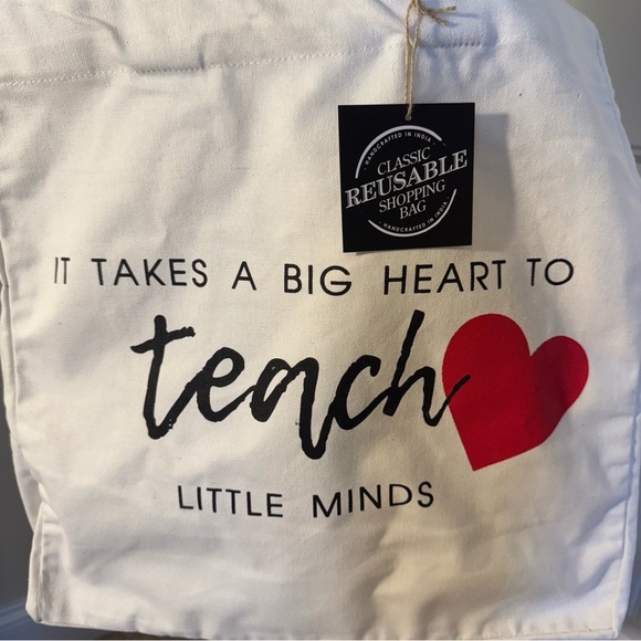 White, Red and Black Teacher Tote Bag NWT - Picture 2 of 5